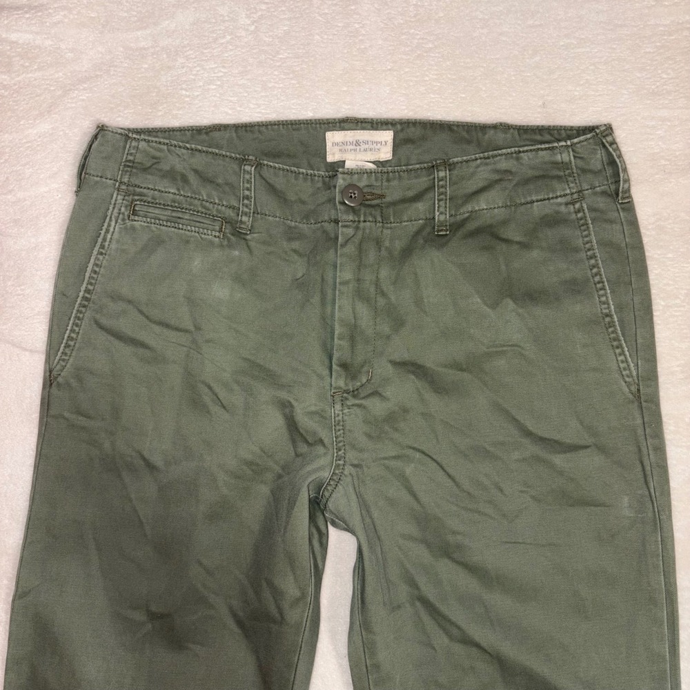 DENIM & SUPPLY Chino Pants Mens 30‎ Olive Green Ralph Lauren Military Cotton - Picture 3 of 11